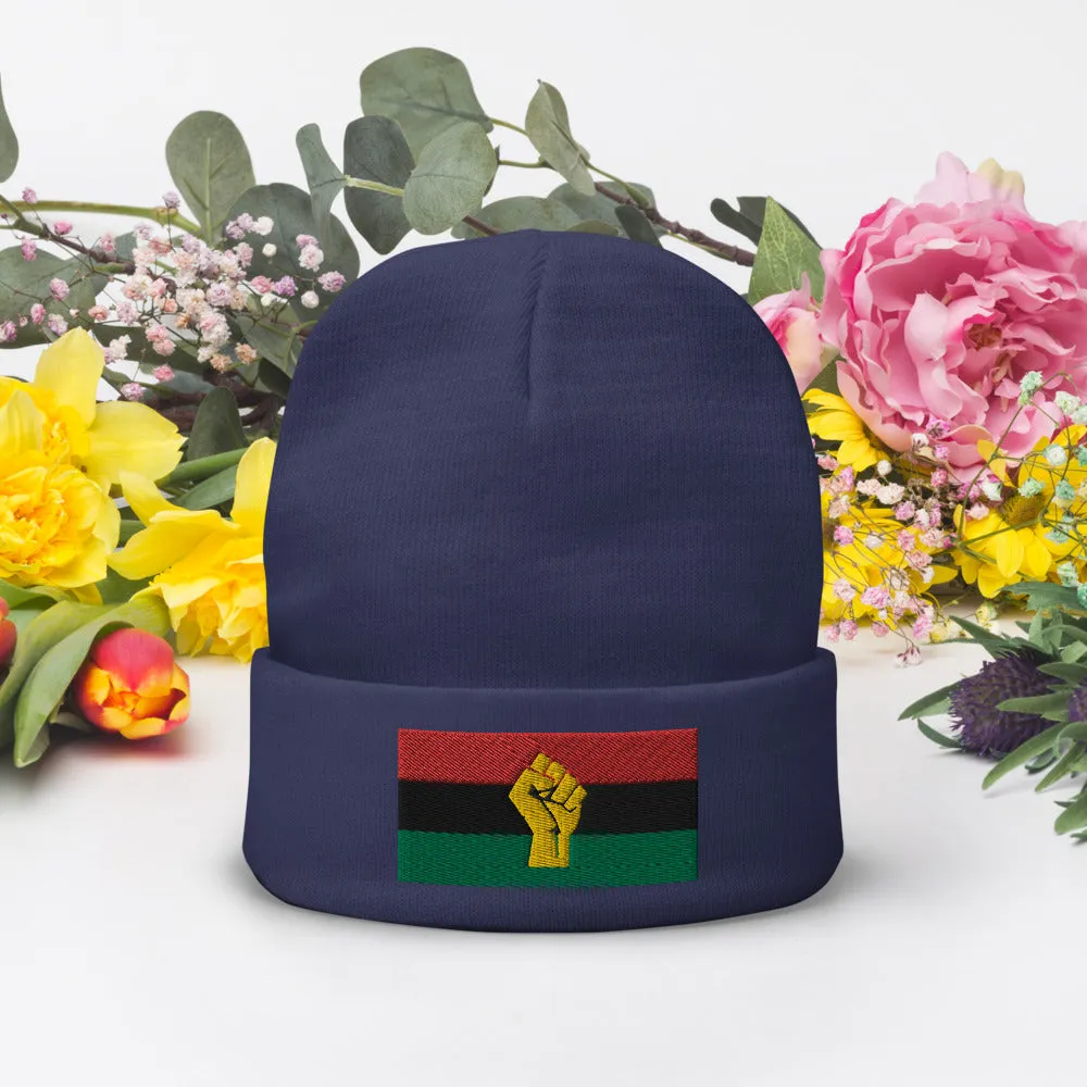 RBG Pan African Flag w/ Yellow Fist Knit Beanie