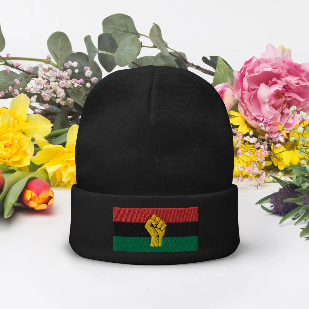 RBG Pan African Flag w/ Yellow Fist Knit Beanie