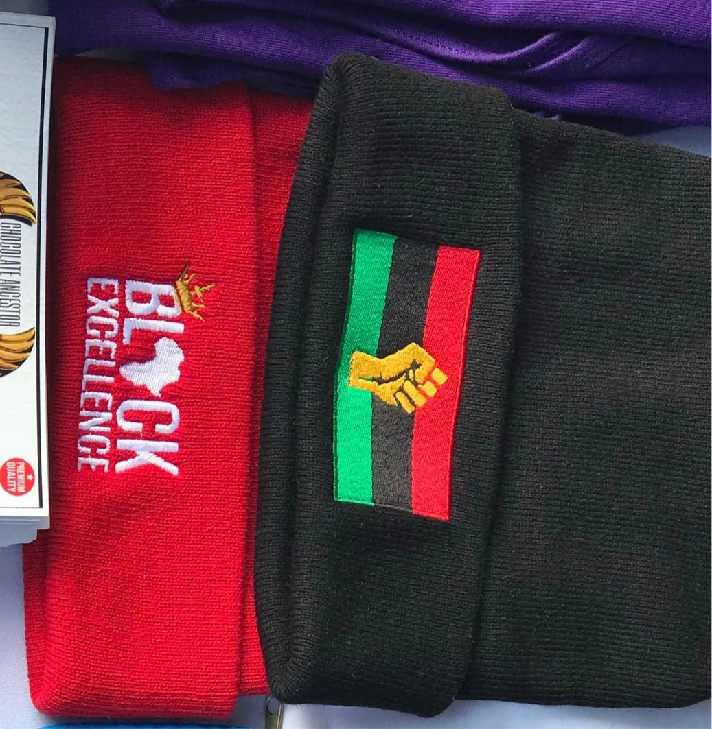 RBG Pan African Flag w/ Yellow Fist Knit Beanie