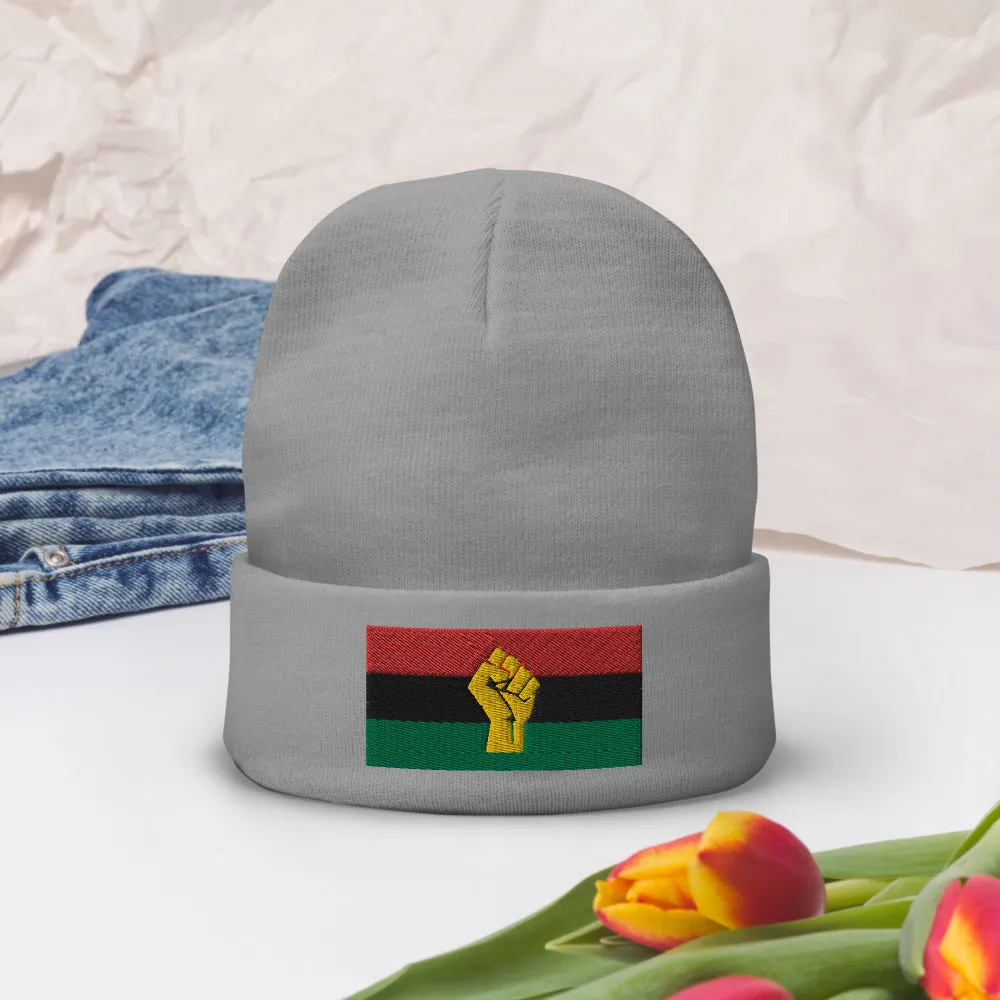 RBG Pan African Flag w/ Yellow Fist Knit Beanie