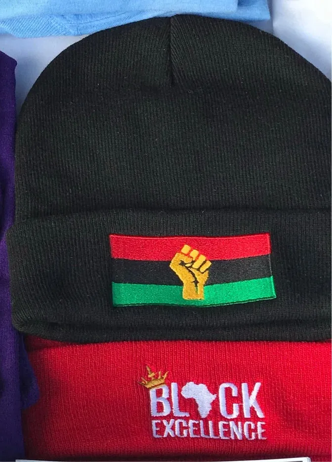 RBG Pan African Flag w/ Yellow Fist Knit Beanie