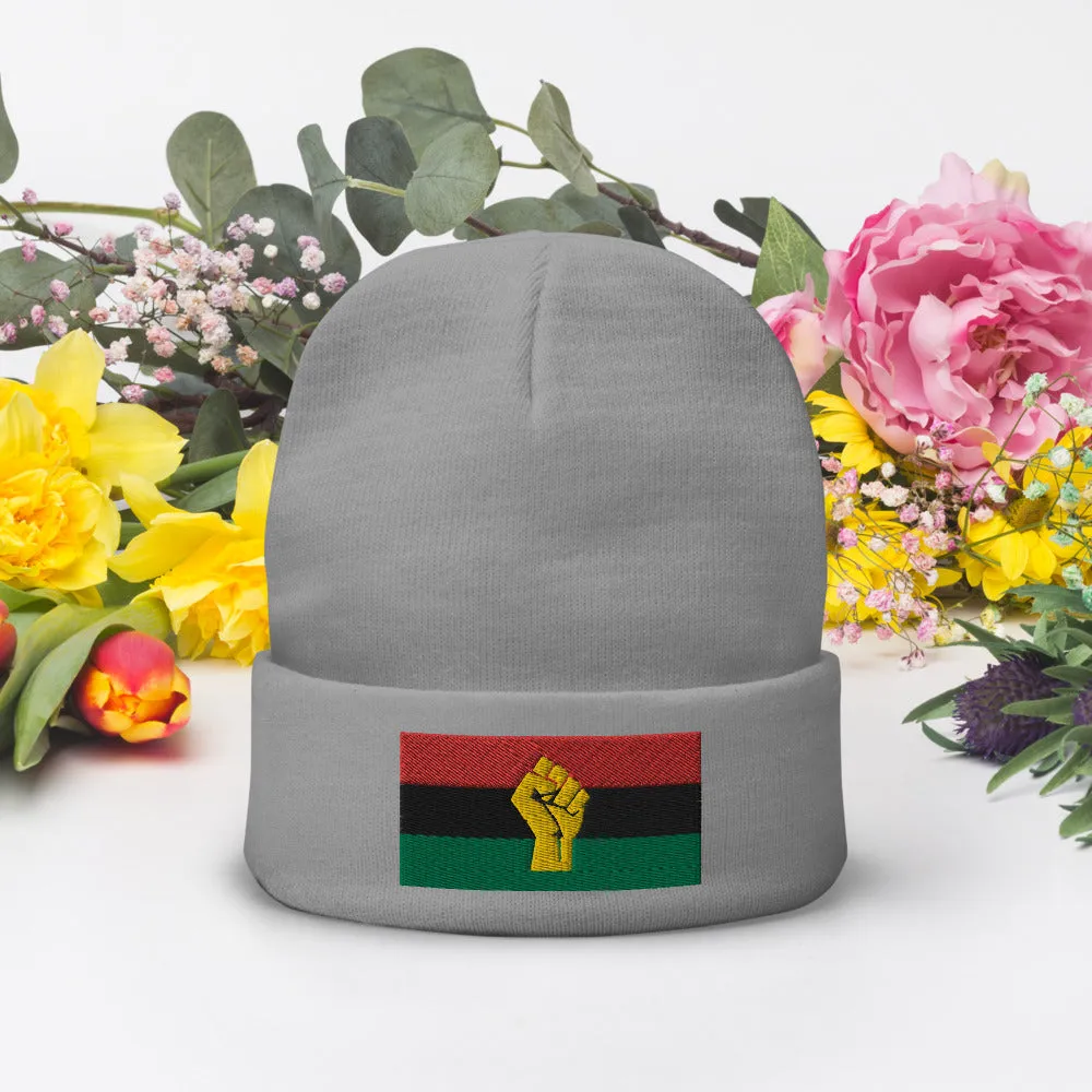 RBG Pan African Flag w/ Yellow Fist Knit Beanie