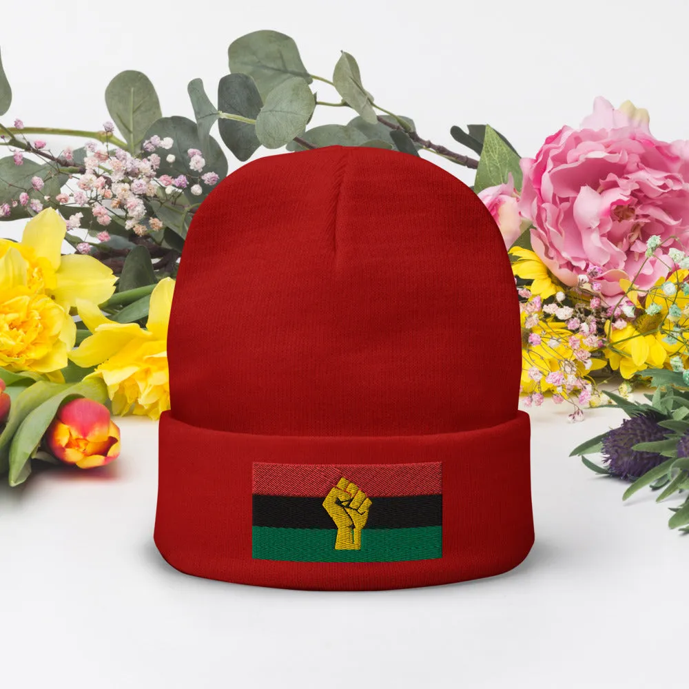 RBG Pan African Flag w/ Yellow Fist Knit Beanie