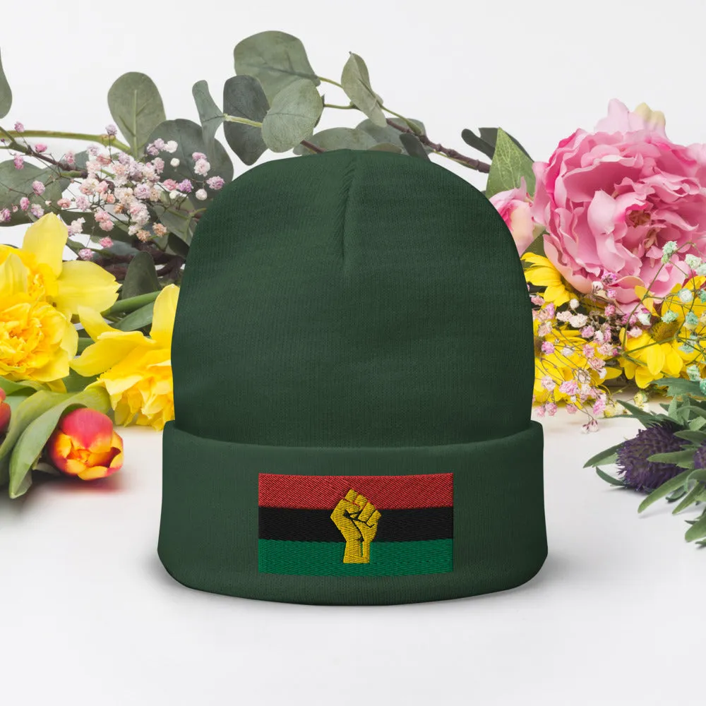 RBG Pan African Flag w/ Yellow Fist Knit Beanie