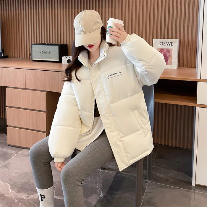 Real shot 2023 new down cotton clothes women's Korean version stand-up collar loose Internet celebrities ins Hong Kong style thickened warm cotton clothes women