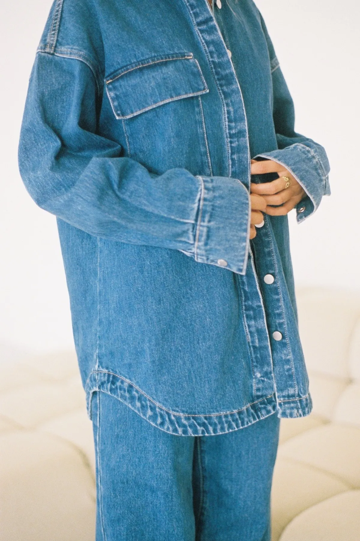 Recycled Cotton Jacket - Mid Blue