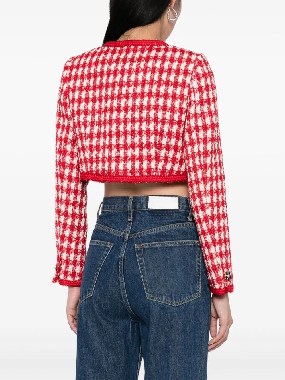 Red Check Boucle Cropped Jacket