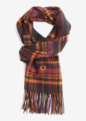 Redacted tartan scarf - oxblood