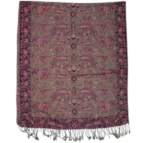 Reversible Burgundy Paisley Print Pashmina with Tassels