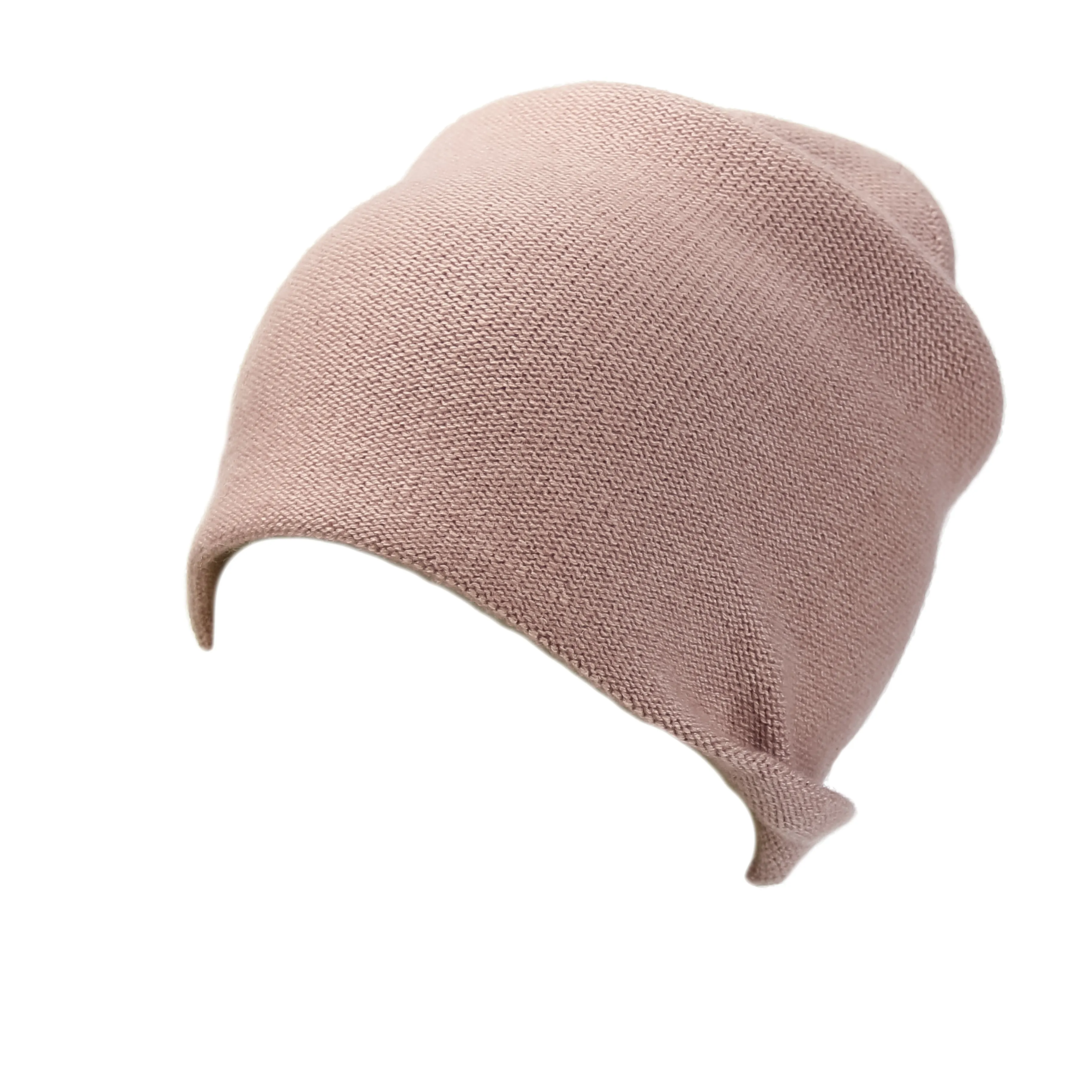 Reversible Slouchy Rose Cashmere Hat with Pink Heart and Fancy Lilac Pom-Pom