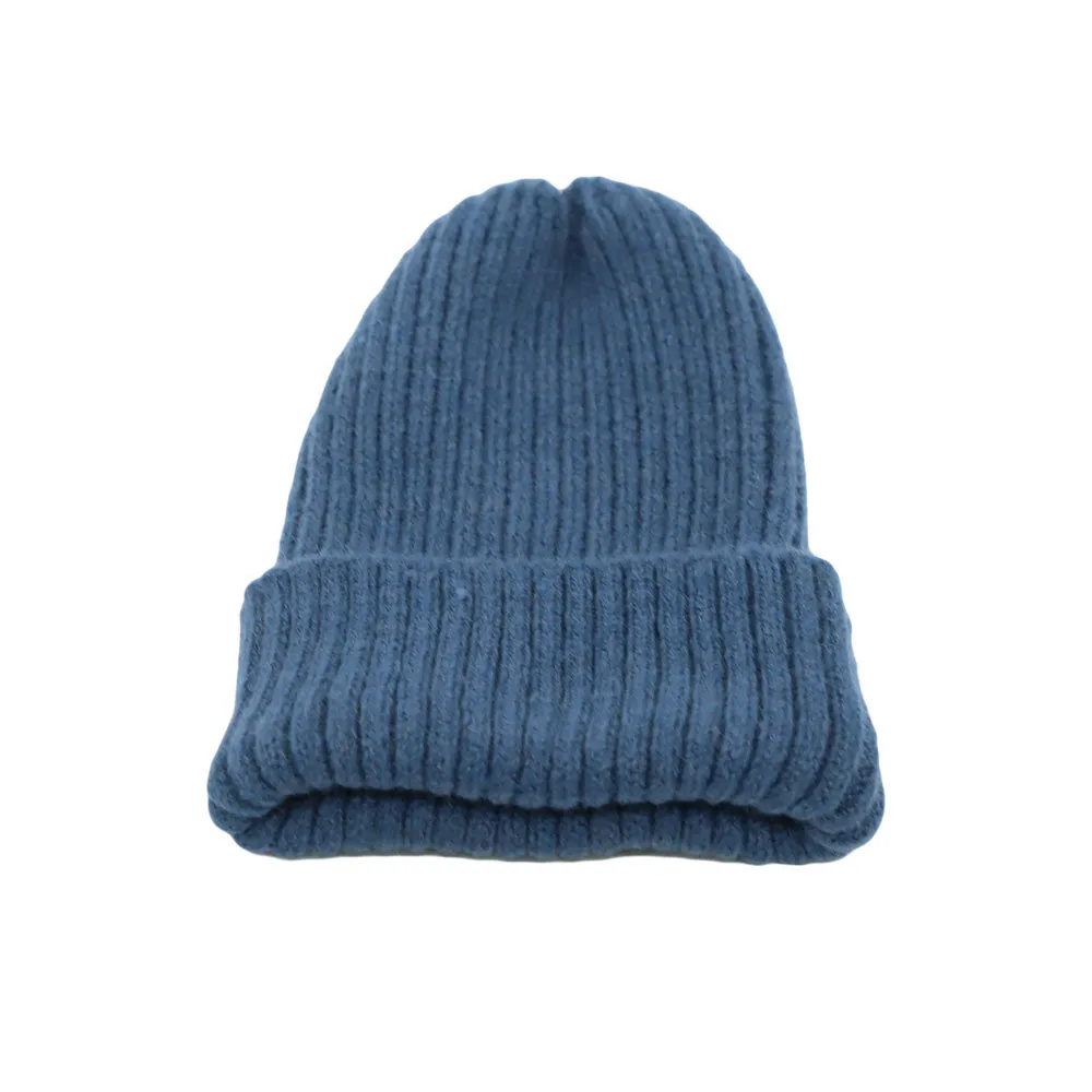 Ribbed Knit Beanie Classic Plain Warm Cuff Daily Cap XZ50075