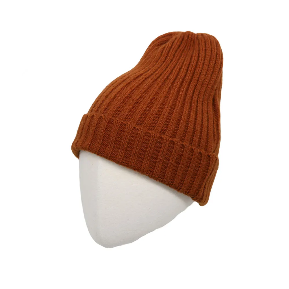 Ribbed Knit Beanie Classic Plain Warm Cuff Daily Cap XZ50075