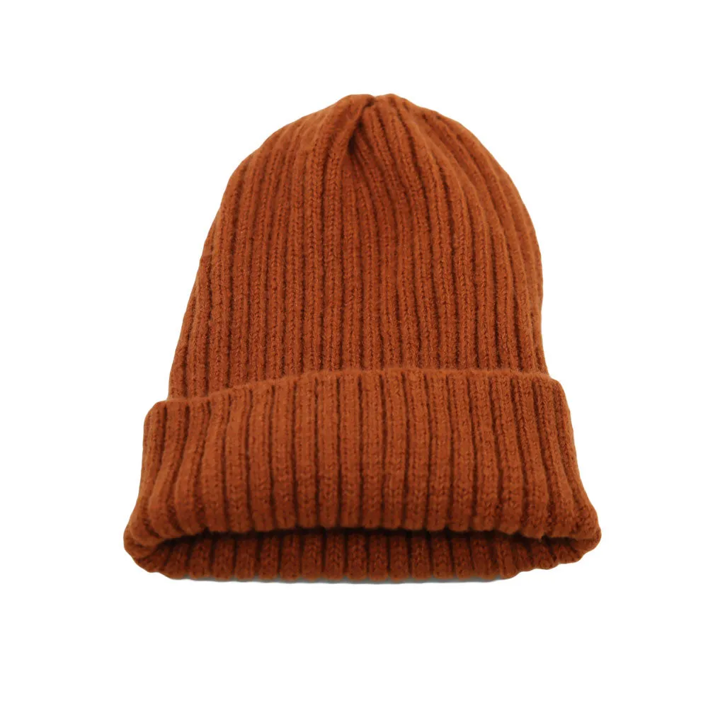 Ribbed Knit Beanie Classic Plain Warm Cuff Daily Cap XZ50075