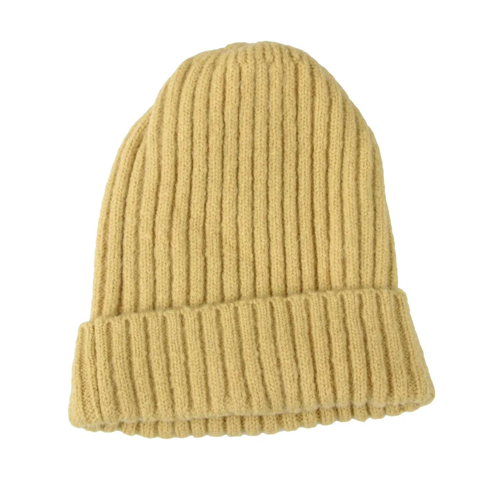 Ribbed Knit Beanie Classic Plain Warm Cuff Daily Cap XZ50075