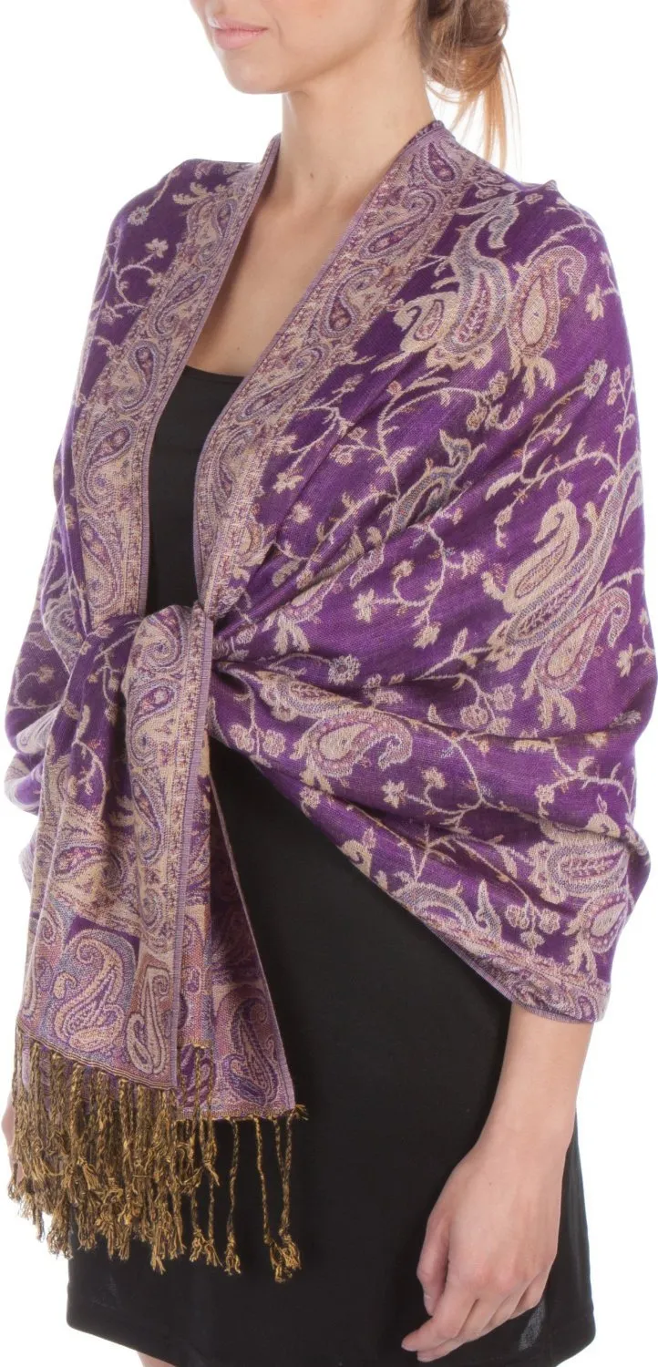 Sakkas Double Layer Jacquard Paisley Pashmina Shawl / Wrap / Stole