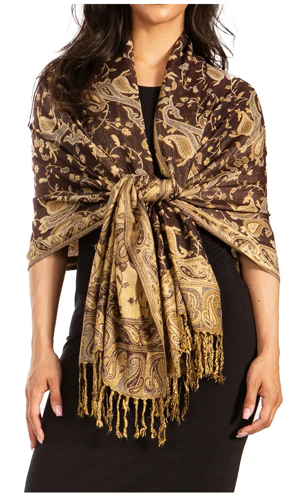 Sakkas Double Layer Jacquard Paisley Pashmina Shawl / Wrap / Stole