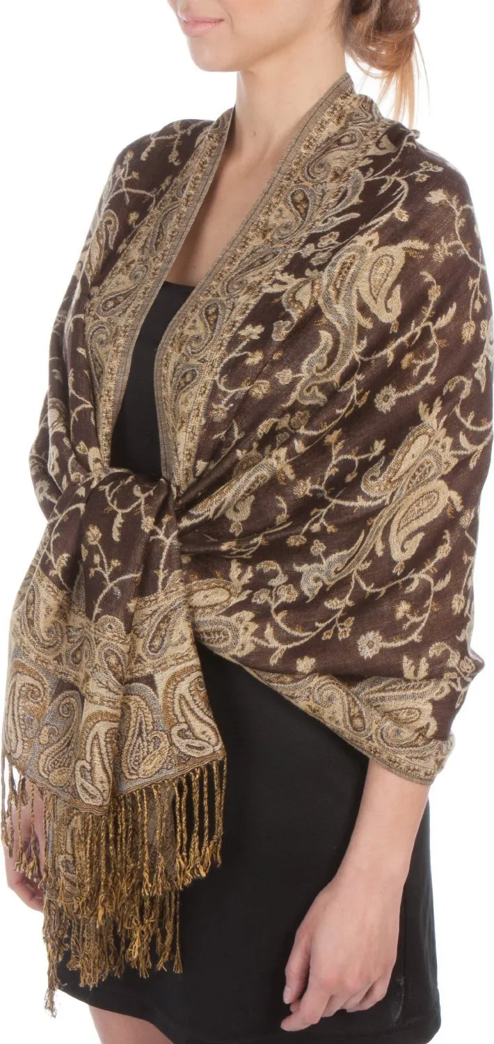 Sakkas Double Layer Jacquard Paisley Pashmina Shawl / Wrap / Stole