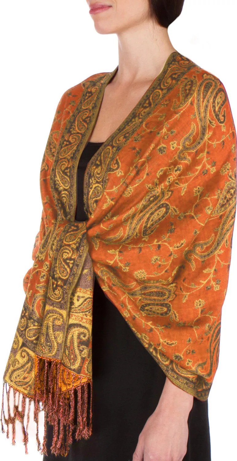 Sakkas Double Layer Jacquard Paisley Pashmina Shawl / Wrap / Stole