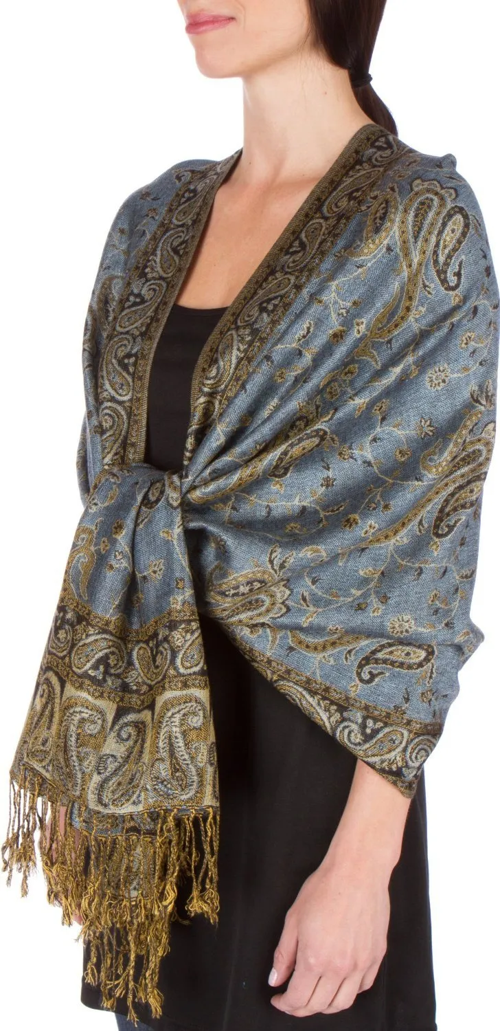 Sakkas Double Layer Jacquard Paisley Pashmina Shawl / Wrap / Stole