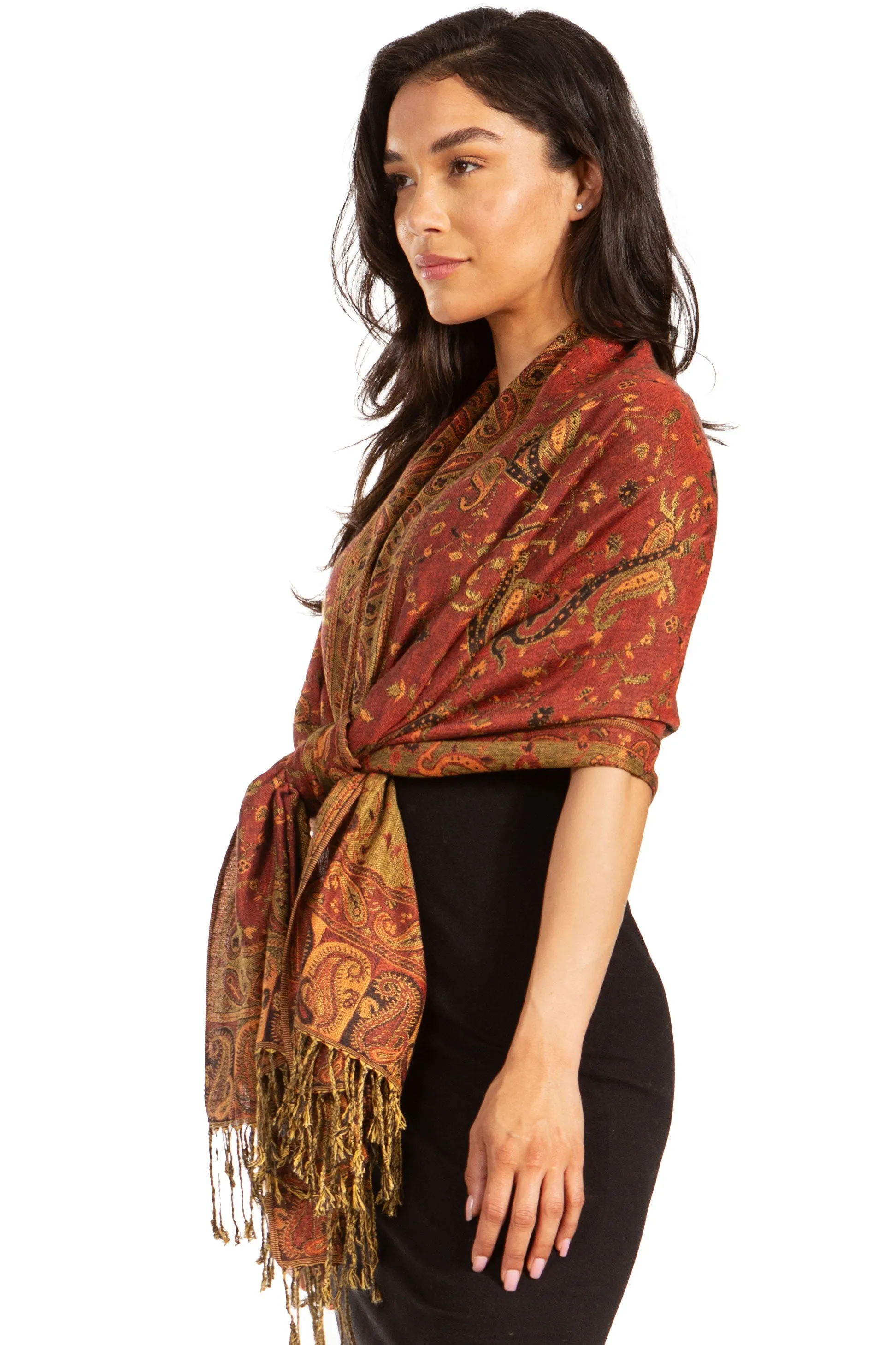 Sakkas Double Layer Jacquard Paisley Pashmina Shawl / Wrap / Stole