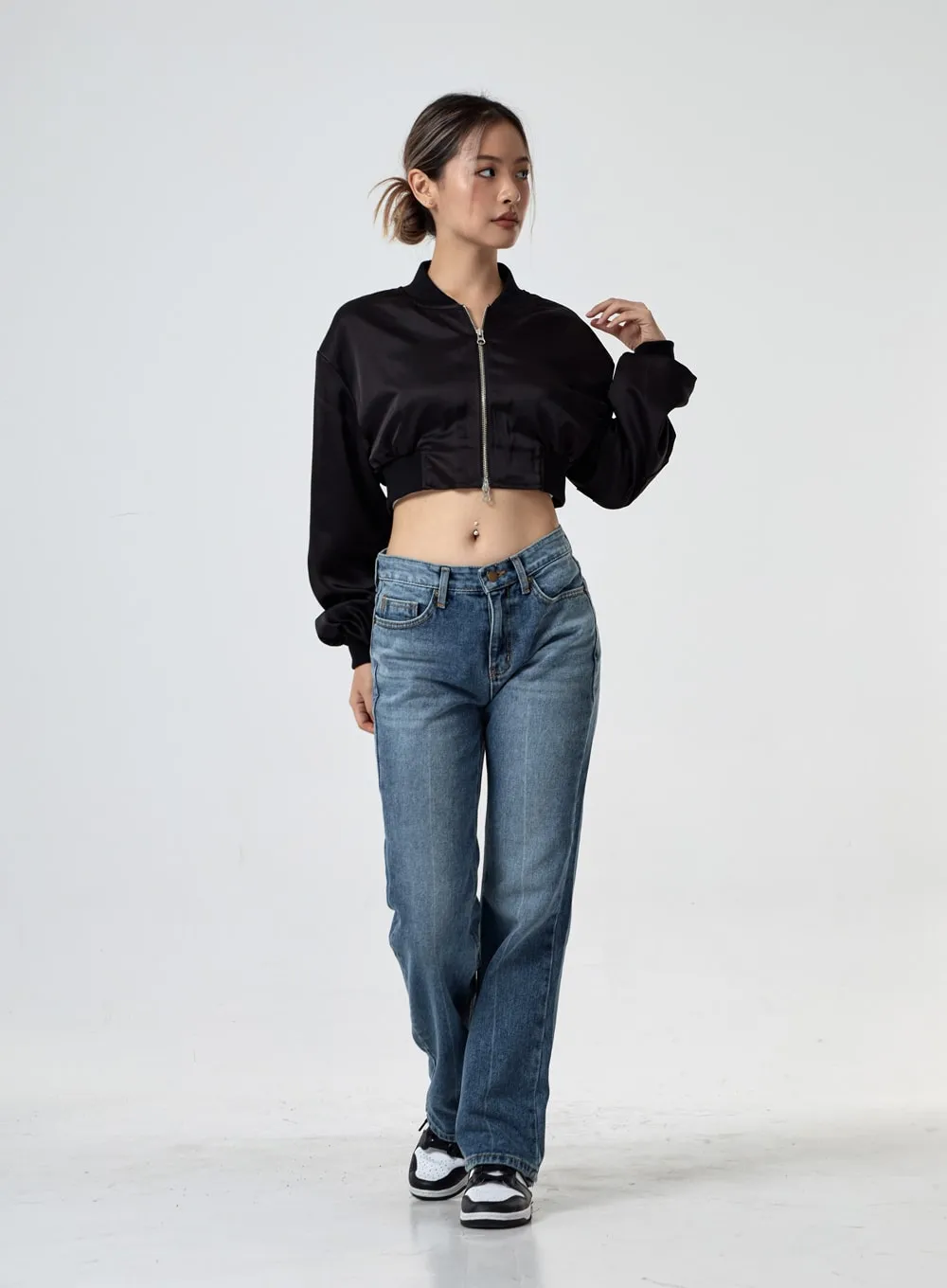 Satin Cropped Flight Jacket CG29