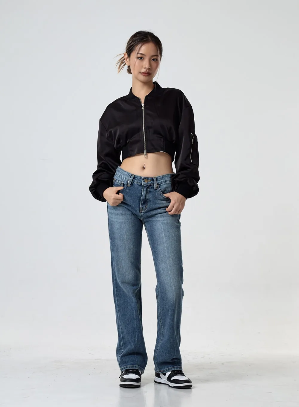 Satin Cropped Flight Jacket CG29