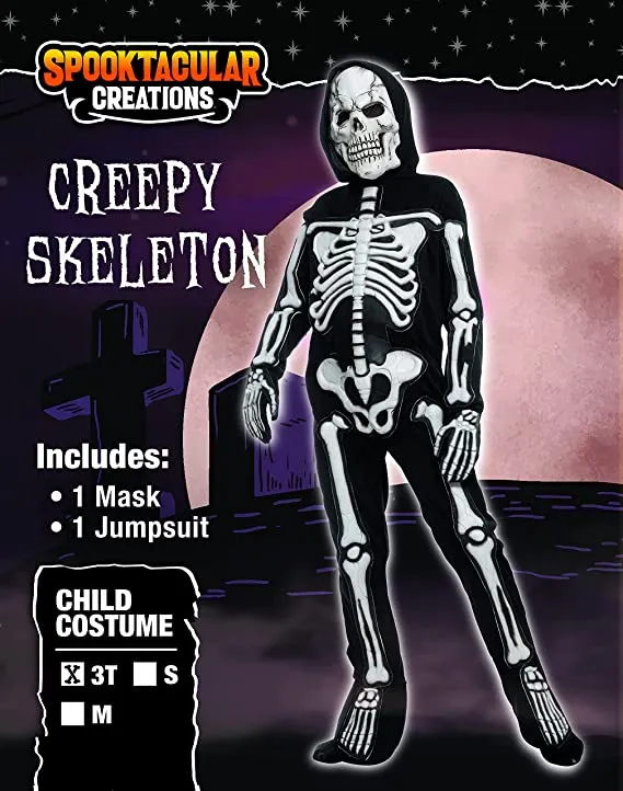 Scary Creepy Skeleton Costume for Boys, Child