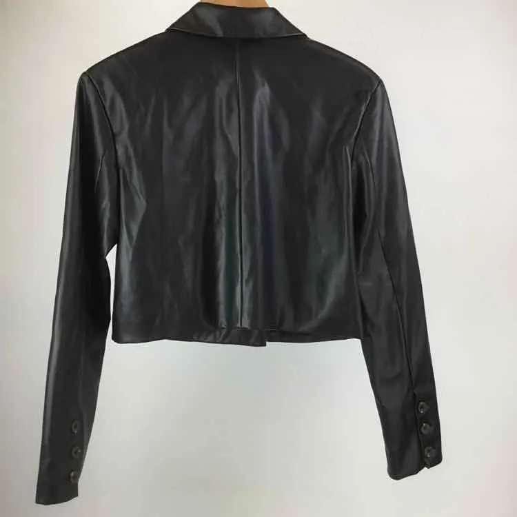 Seek the Label Size S Black NWOT pleather Cropped Double Breasted Jacket