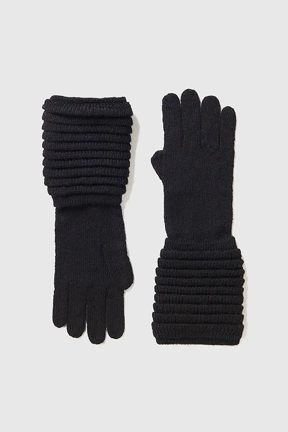 SENTALER BLACK ADULT RIBBED GLOVES