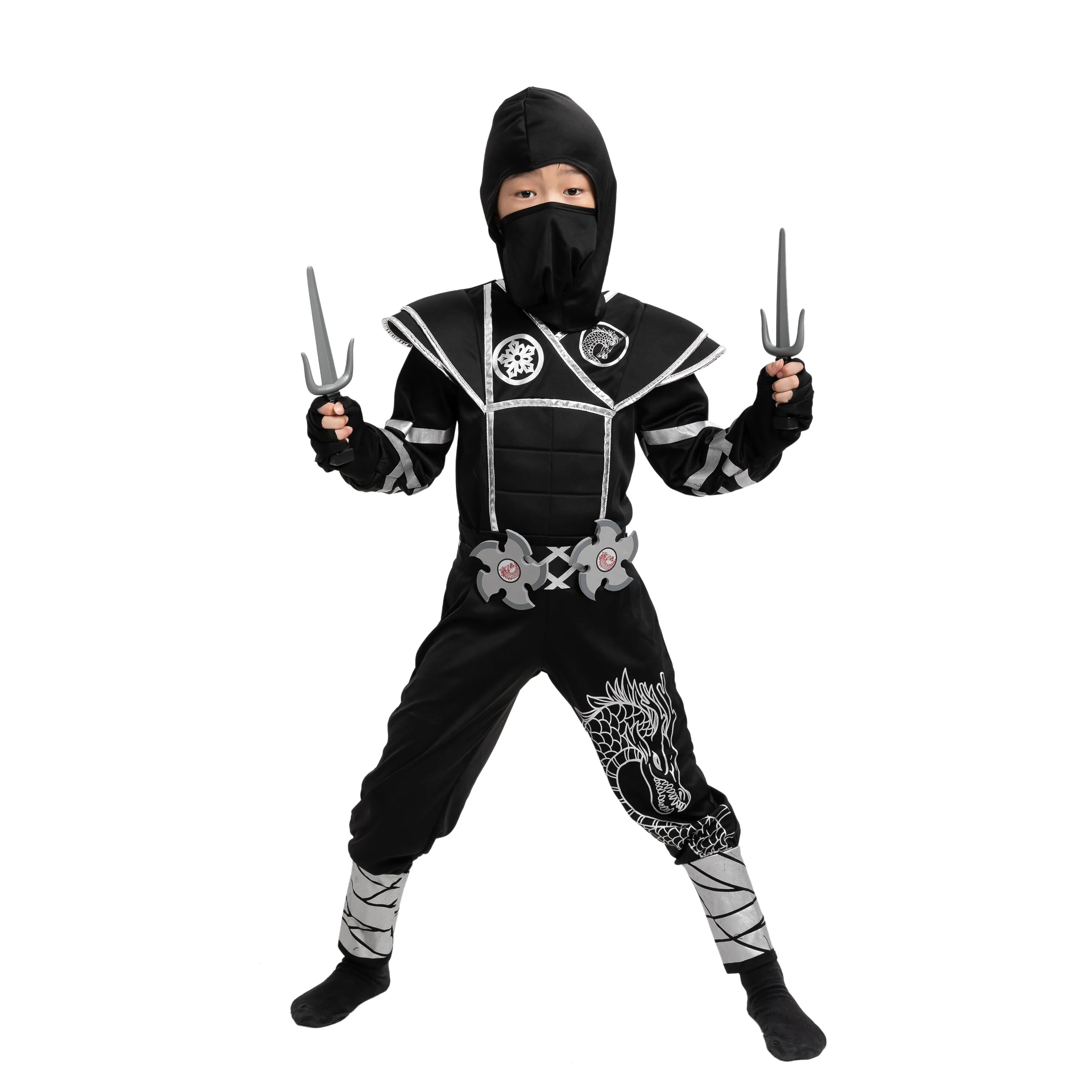 Silver Ninja Costume with Foam Accessories - Child