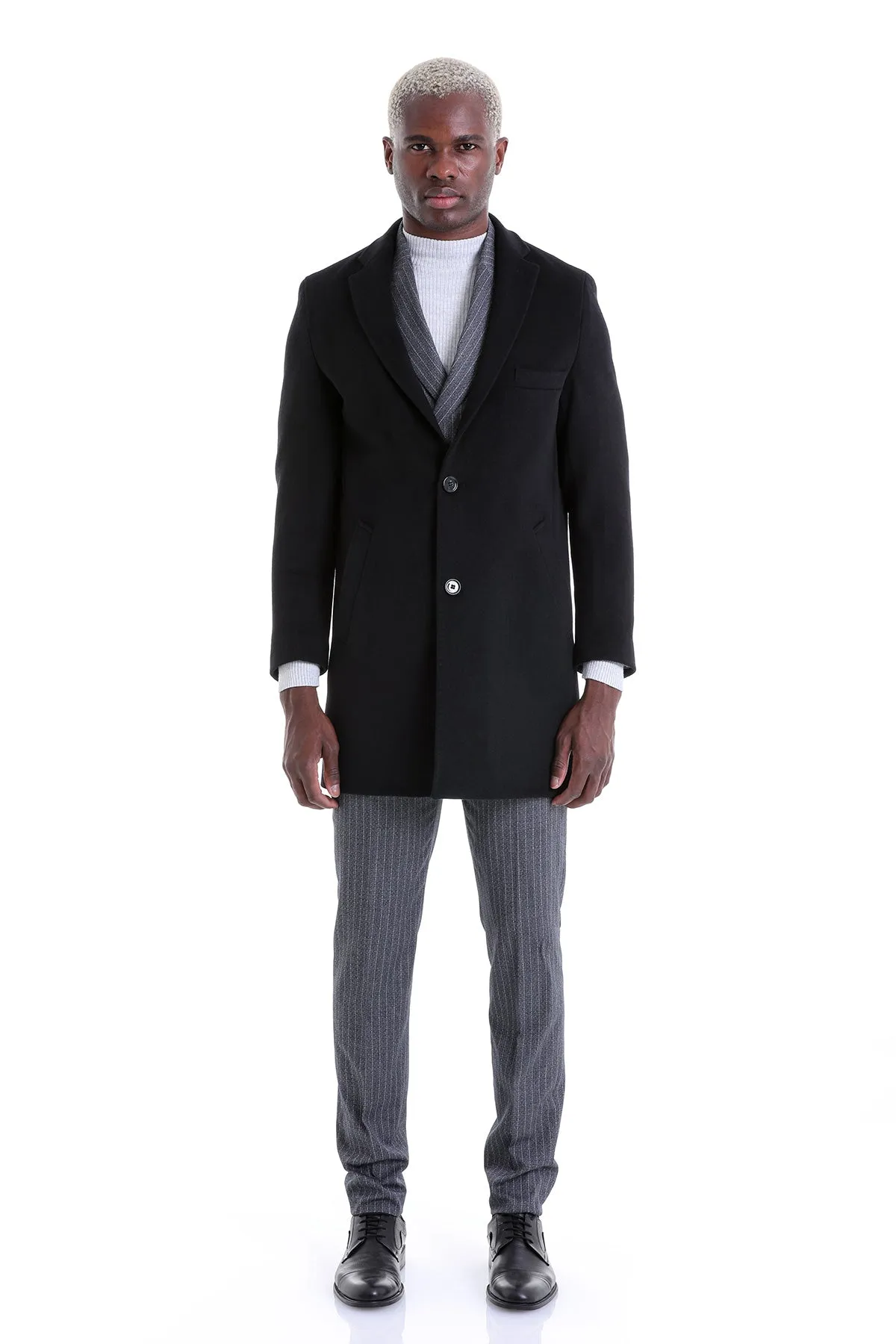 Slim Fit Cachet Black Wool Blend Overcoat