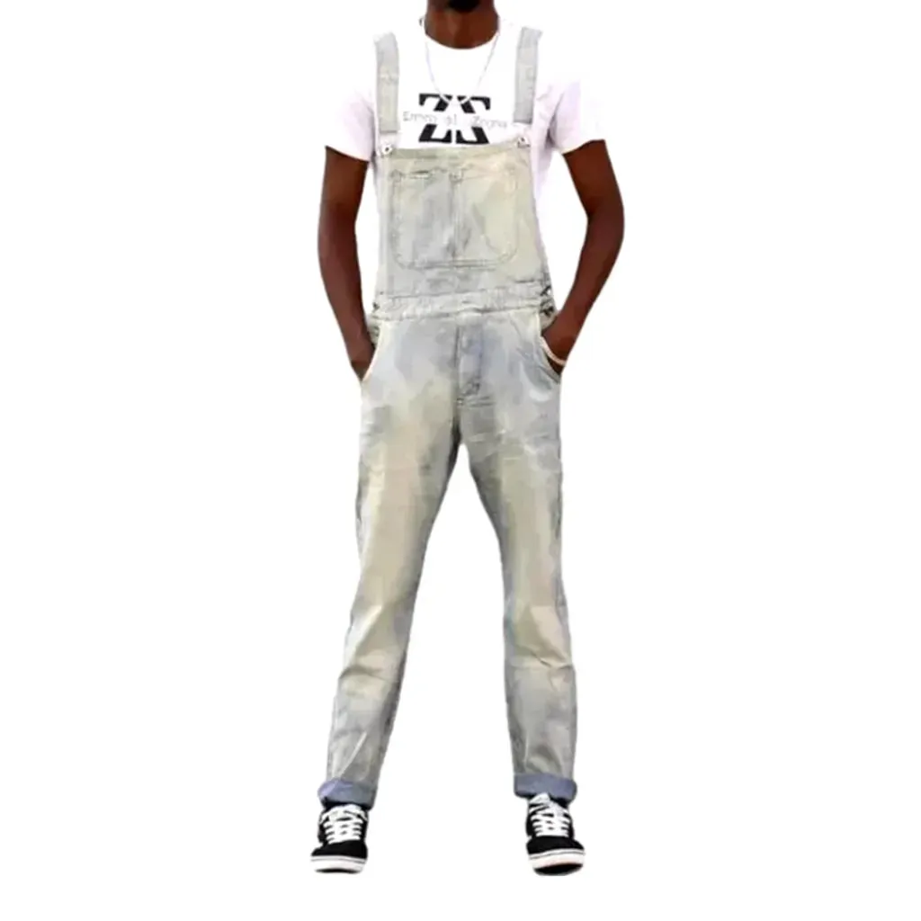 Slim light-wash jeans men's overall