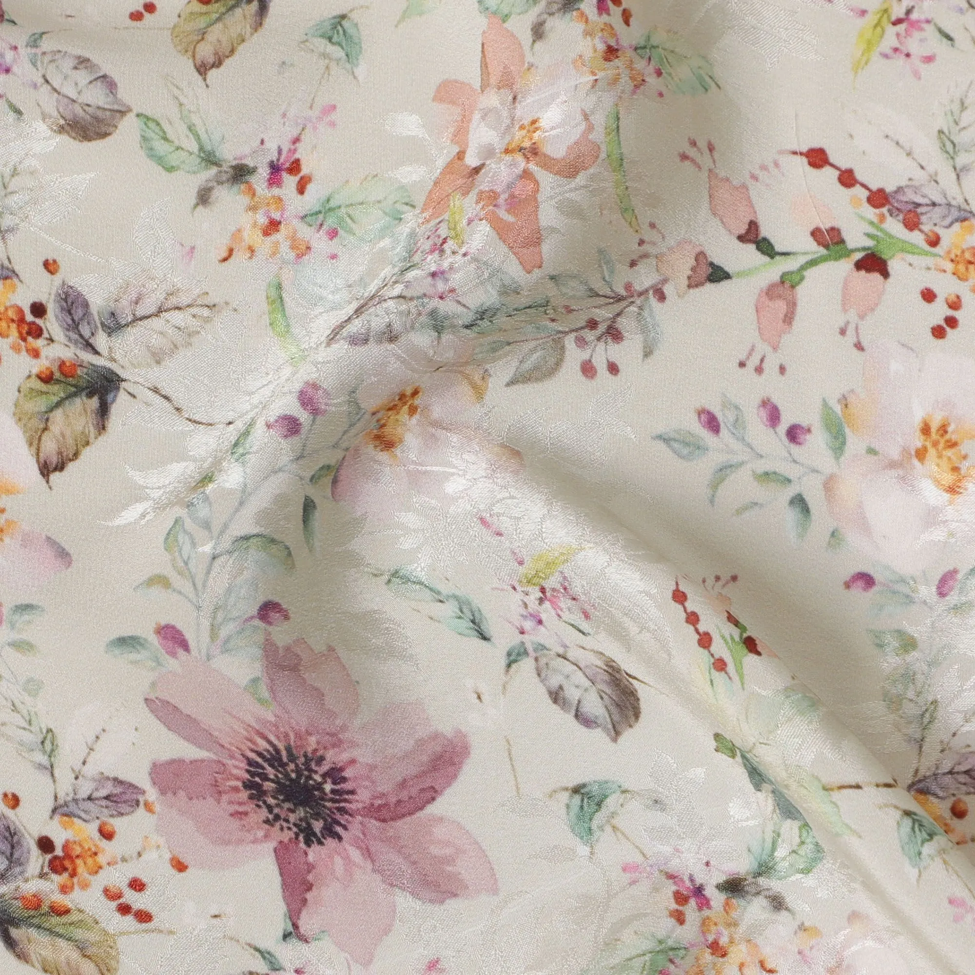 Spring Whisper Viscose Crepe Fabric with Floral Print, 110cm Wide â€“ Delicate Elegance-D18395