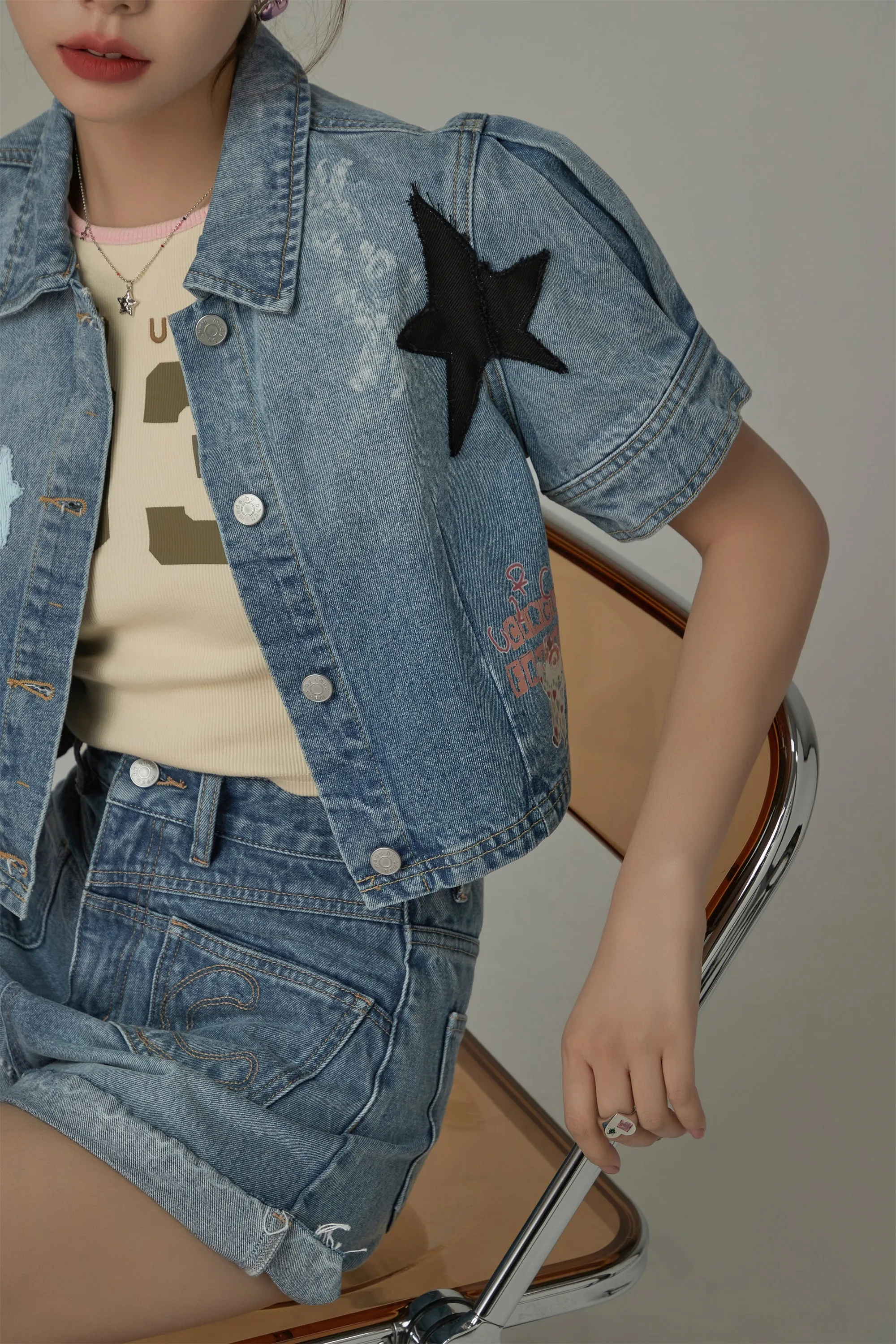 Star Denim Cropped Jacket