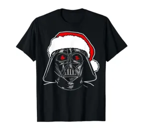 Star Wars Christmas Darth Vader Santa Hat Sketch Disney  T-Shirt