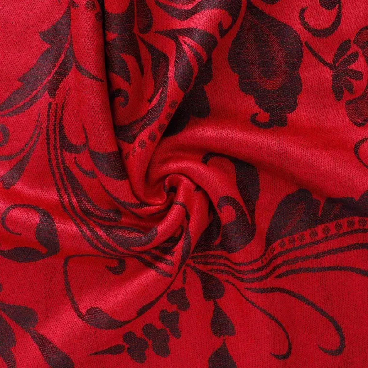 Step into timeless fashion with our Women's Pashmina Red Flower Fringe Scarf