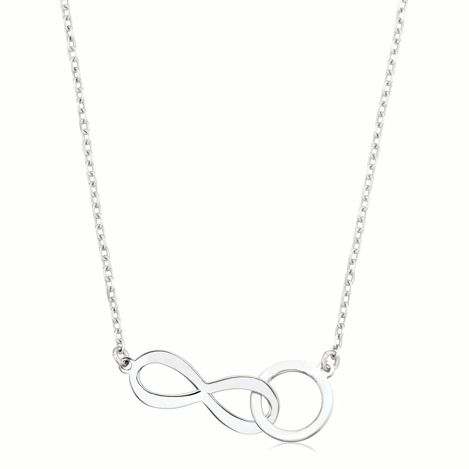 Sterling Silver 43 cm Infinity Circle Link Necklace