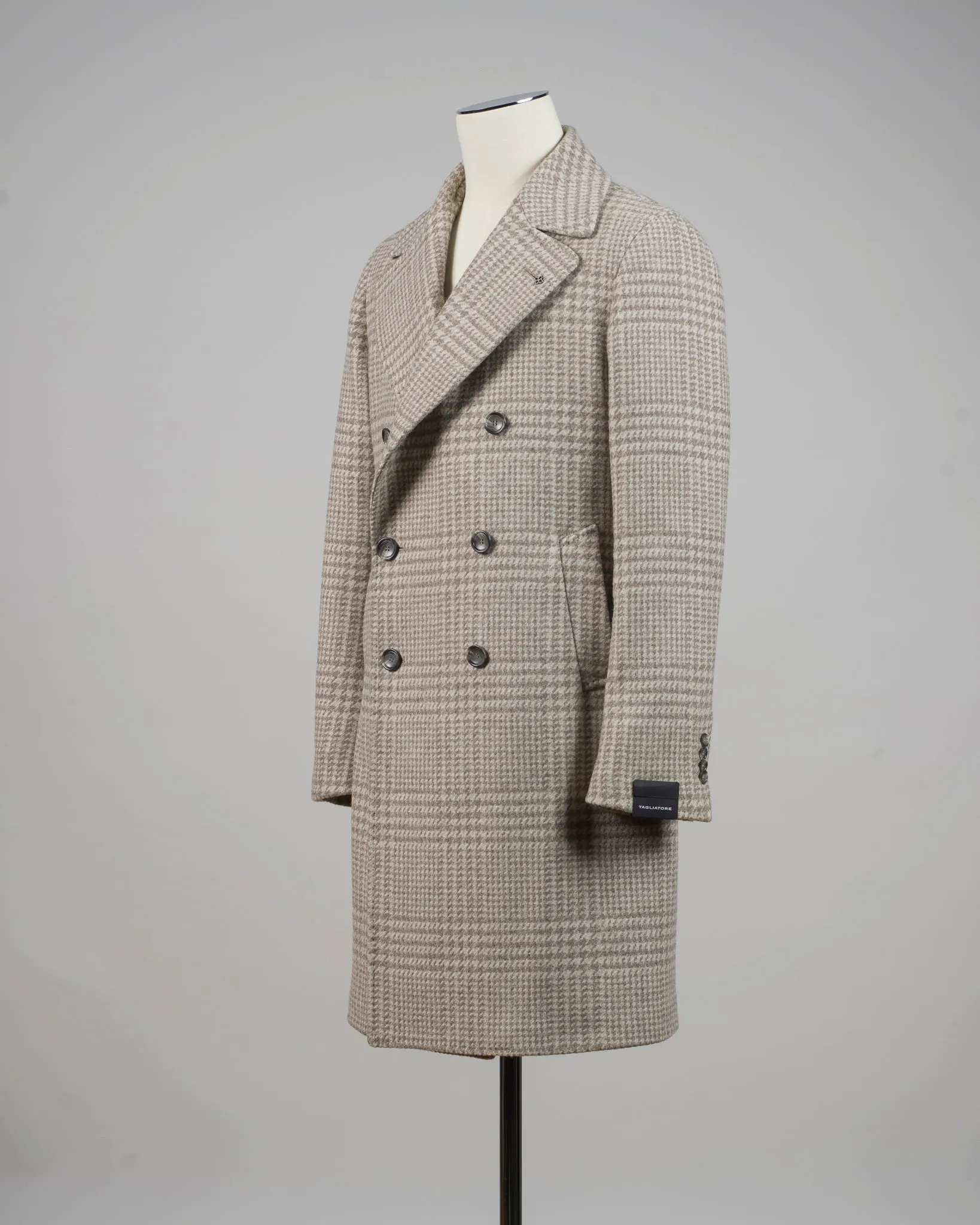 Tagliatore Prince Of Wales Overcoat / Light Brown