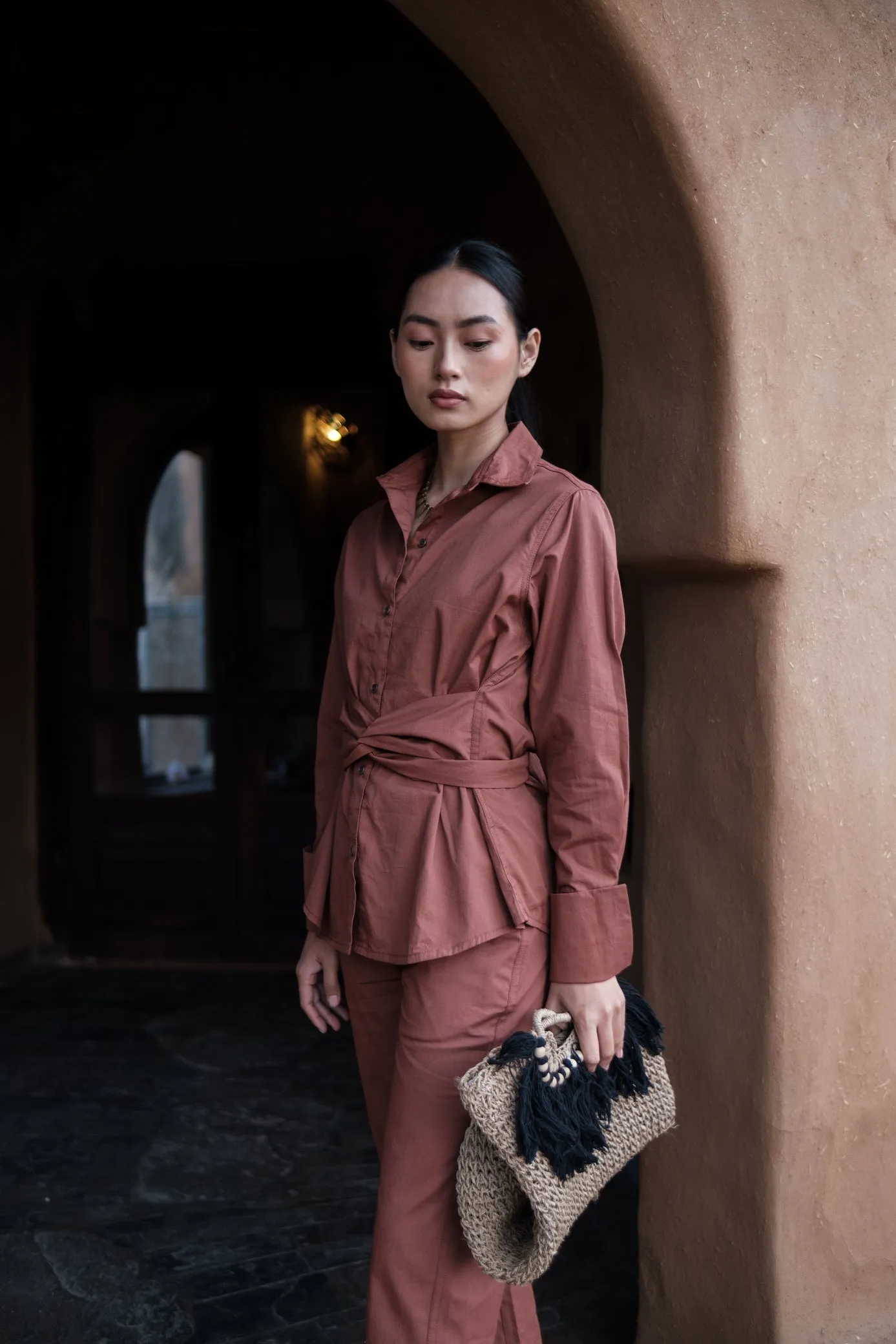 The Terra Tribe Copper Nara Front Knot Shirt