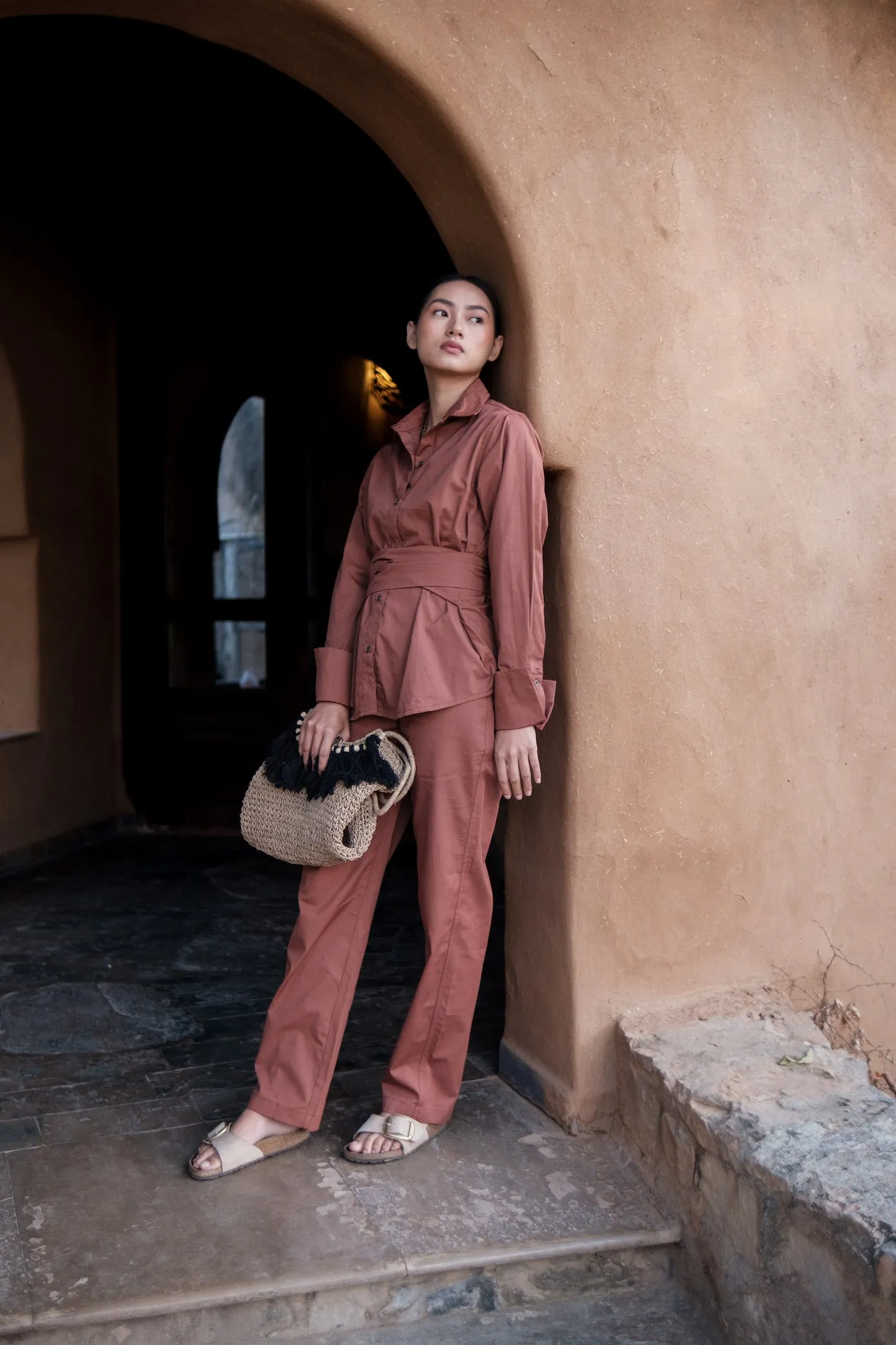 The Terra Tribe Copper Nara Front Knot Shirt