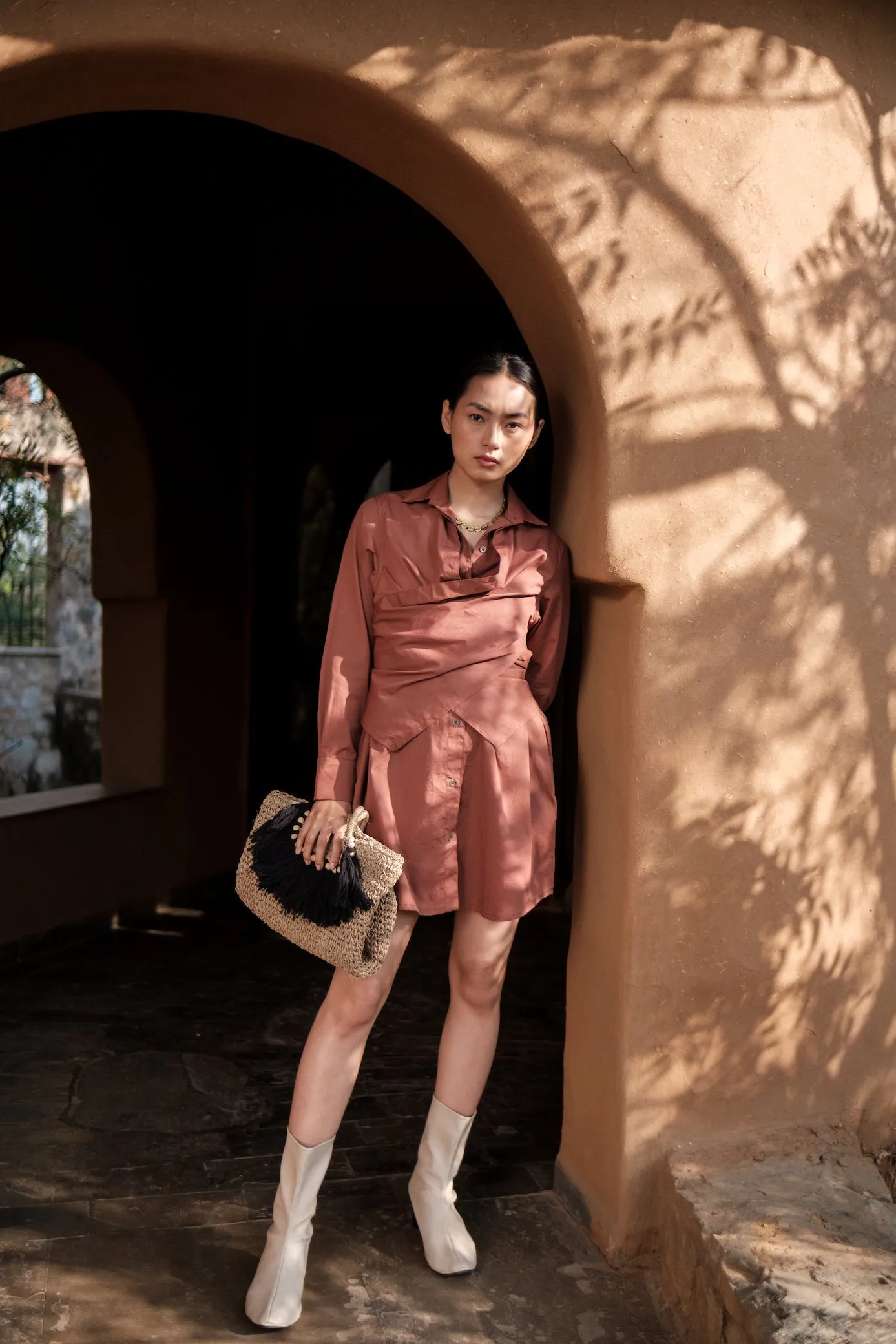 The Terra Tribe Copper Seattle Wrap Shirt Dress