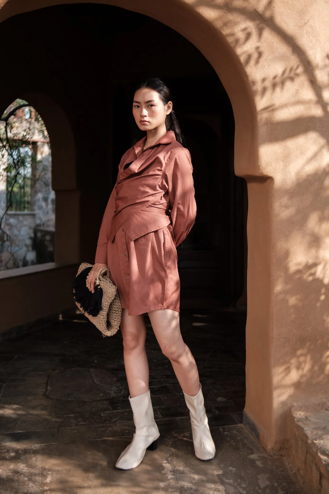 The Terra Tribe Copper Seattle Wrap Shirt Dress