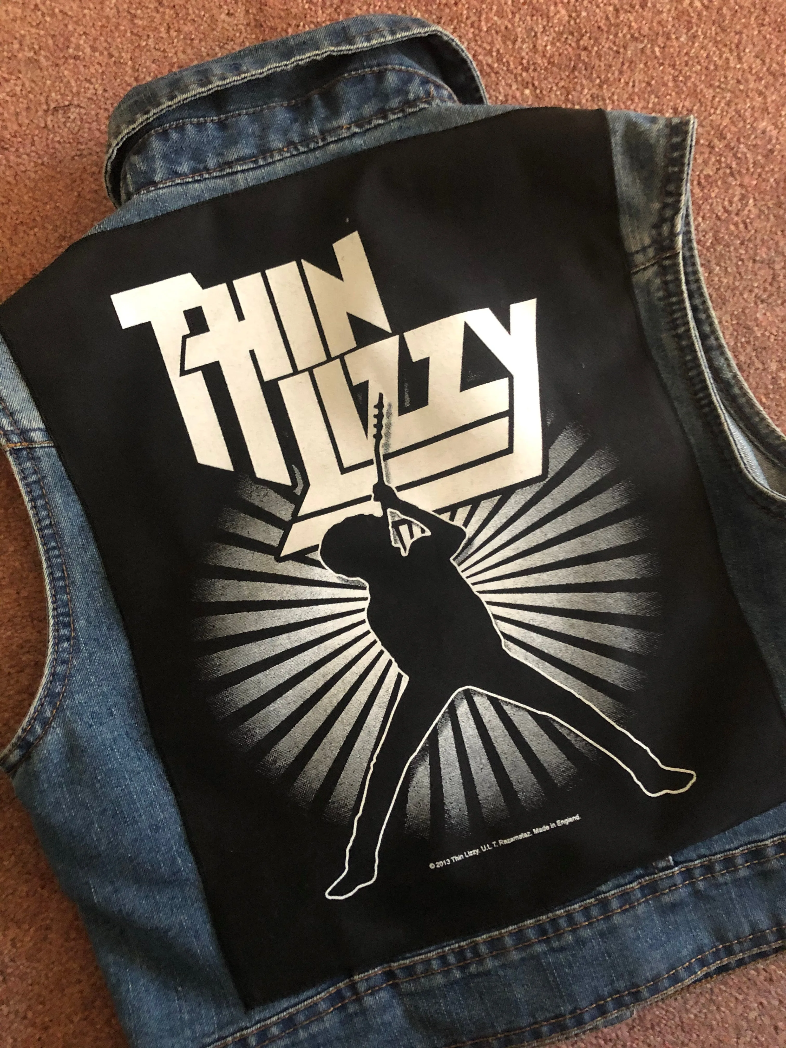 Thin Lizzy Black Rose Womens' Denim Cut-Off Waistcoat Phil Lynott Silouette