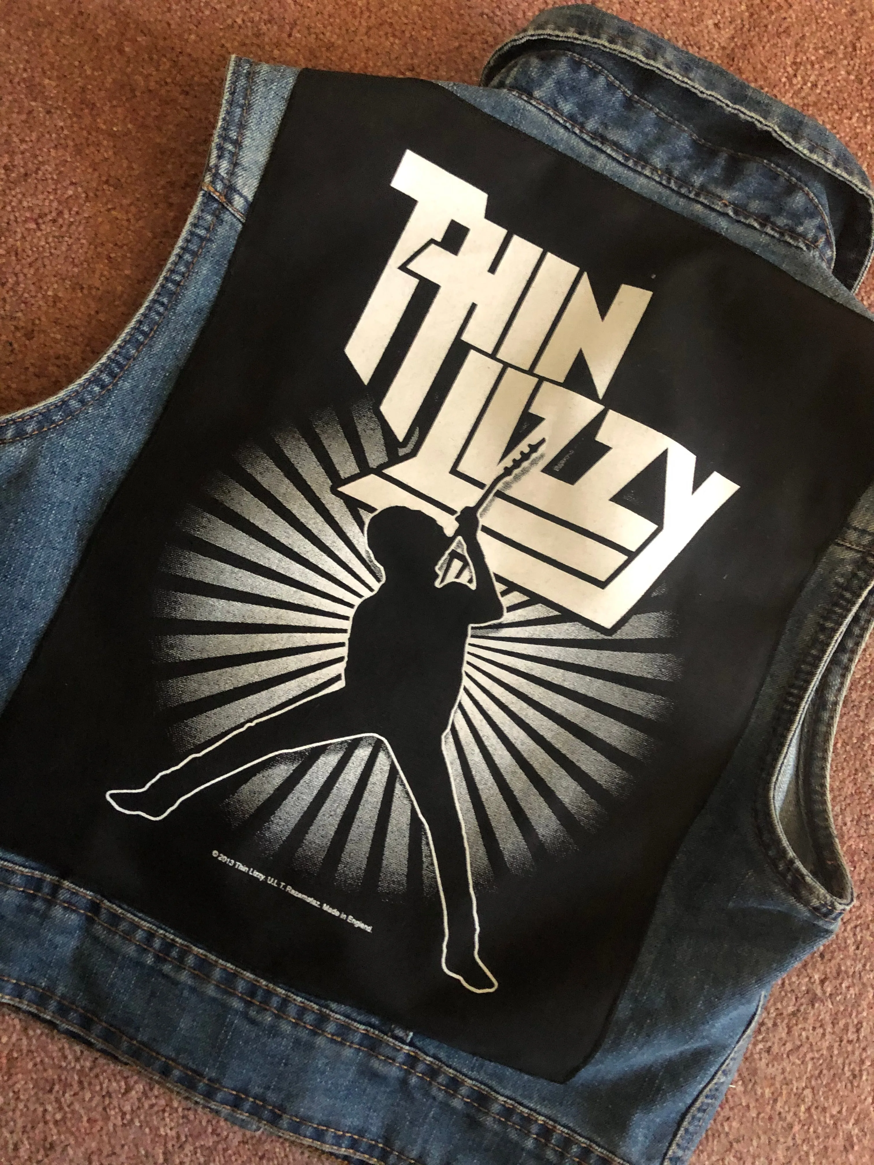 Thin Lizzy Black Rose Womens' Denim Cut-Off Waistcoat Phil Lynott Silouette