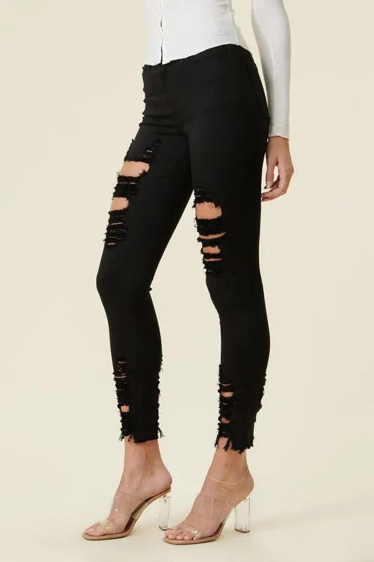 Tori Distressed Skinny Jeans with a Raw Hem