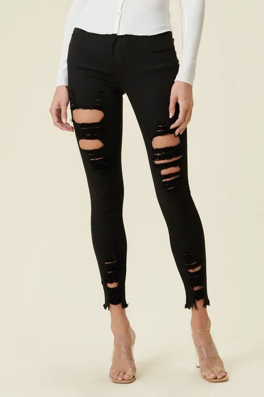 Tori Distressed Skinny Jeans with a Raw Hem