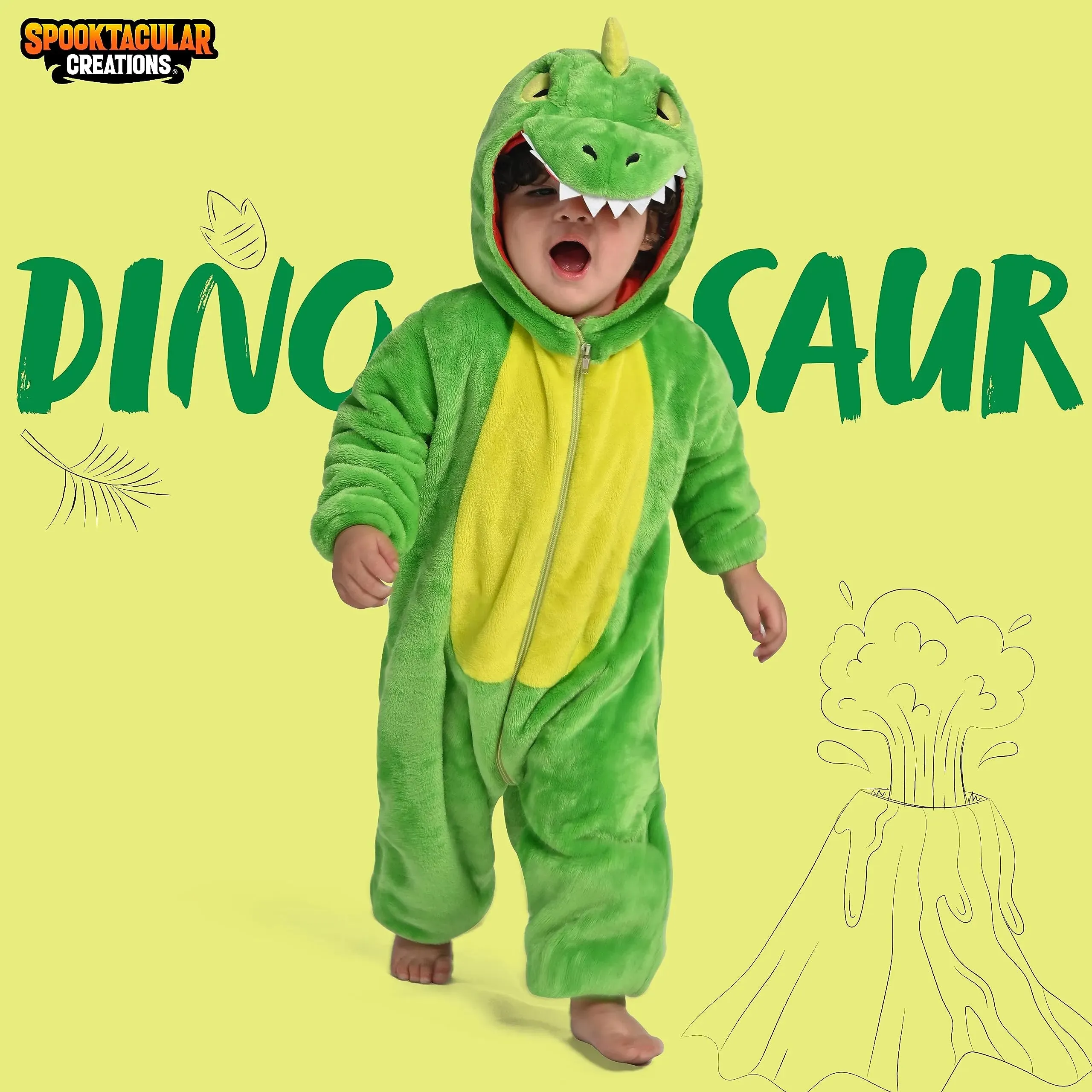 Unisex Baby Dinosaur Outfit Green Animal One-piece Pajama