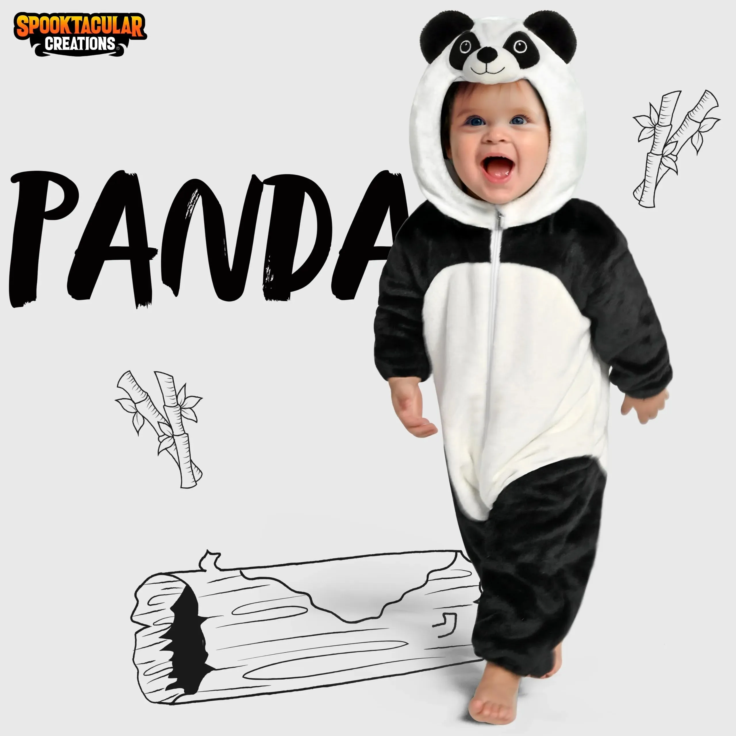 Unisex Baby Panda Outfit Animal Costume One-piece Pajama