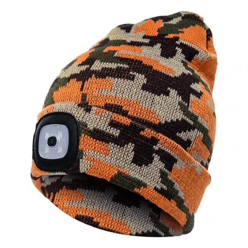 Unisex Winter Warm Knit Hat Head Torch Cap