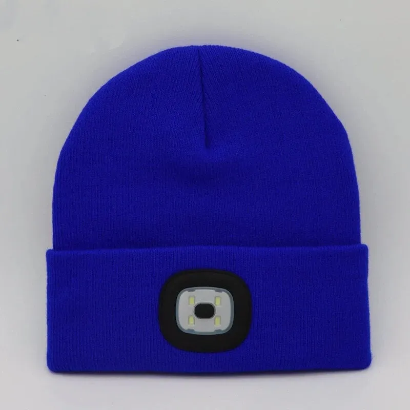 Unisex Winter Warm Knit Hat Head Torch Cap